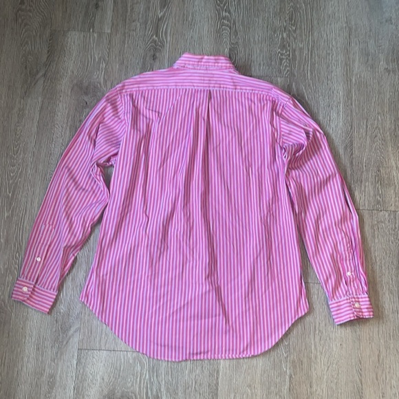 Polo Ralph Lauren Men’s Size Large Pink Striped Long Sleeve Poplin Shirt cotton - Picture 6 of 8